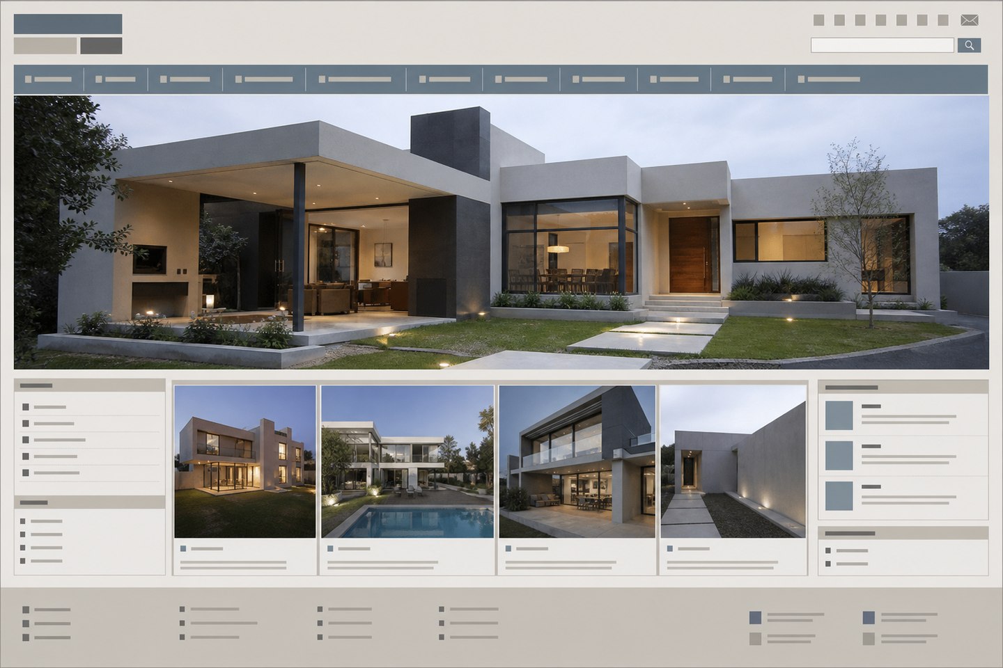 Vista conceptual de un sitio web de arquitectura antes de su rediseño